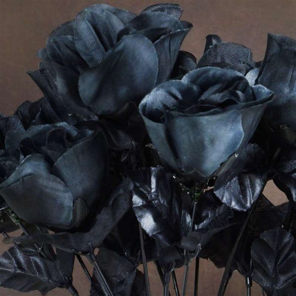 Small Rose Buds Artificial Silk Flowers - Black - Image 3