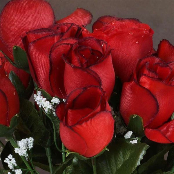 Small Rose Buds Artificial Silk Flowers - Black / Red - Image 2