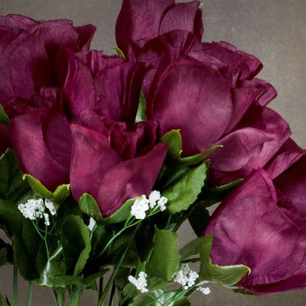 Small Rose Buds Artificial Silk Flowers - Burgundy - Image 2