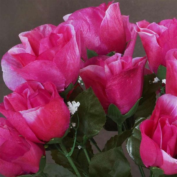 Small Rose Buds Artificial Silk Flowers - Fuchsia - Image 2