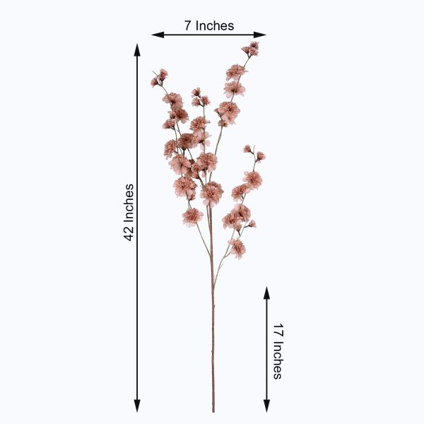 2 Branches | 42" Dusty Rose Artificial Carnation Flower Spray, Silk Flower Bouquet - Image 6