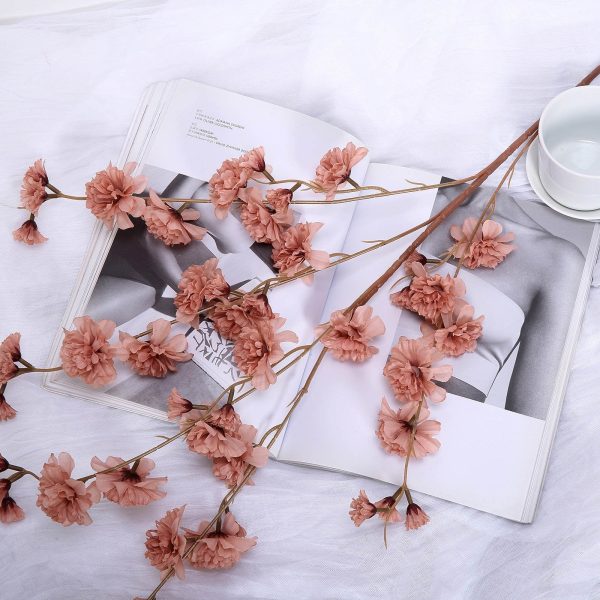 2 Branches | 42" Dusty Rose Artificial Carnation Flower Spray, Silk Flower Bouquet - Image 8