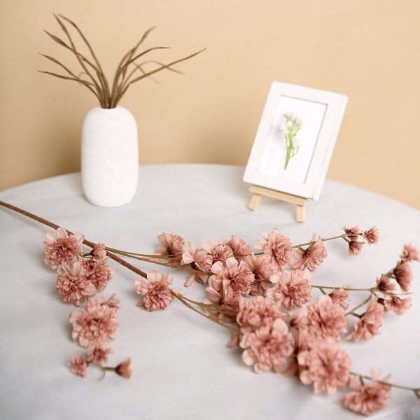 2 Branches | 42" Dusty Rose Artificial Carnation Flower Spray, Silk Flower Bouquet - Image 9