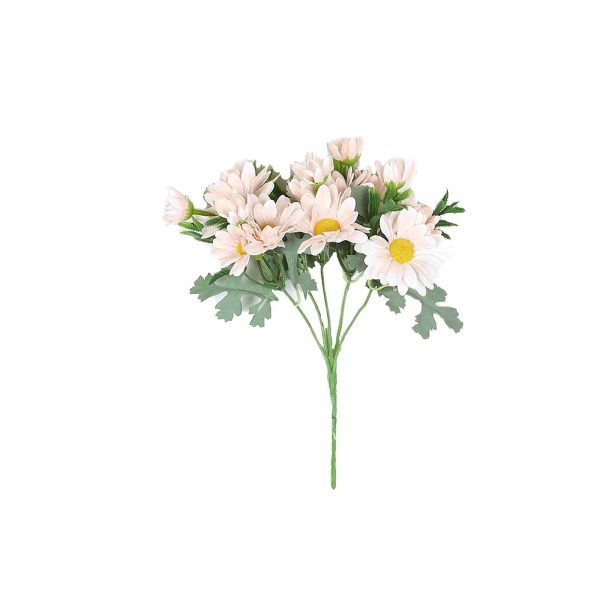 4 Pack | 11" Blush Artificial Daisy Flower Bushes Silk Flower Bouquet - Rose Gold - Image 3