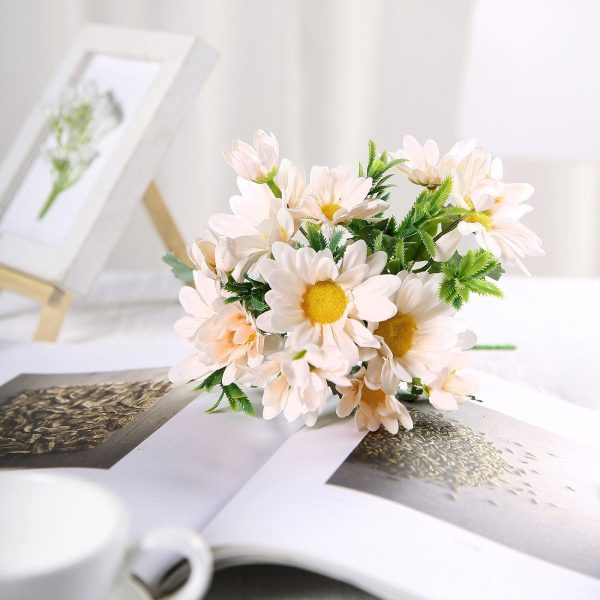 4 Pack | 11" Blush Artificial Daisy Flower Bushes Silk Flower Bouquet - Rose Gold
