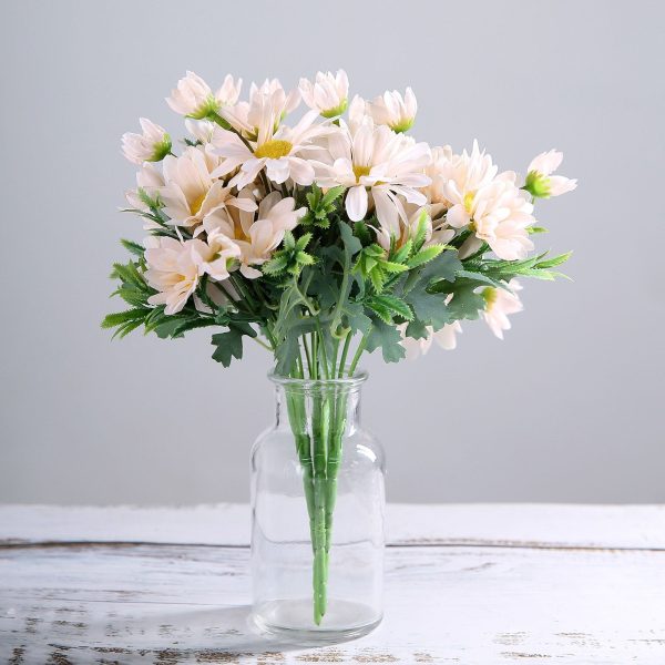 4 Pack | 11" Blush Artificial Daisy Flower Bushes Silk Flower Bouquet - Rose Gold - Image 11