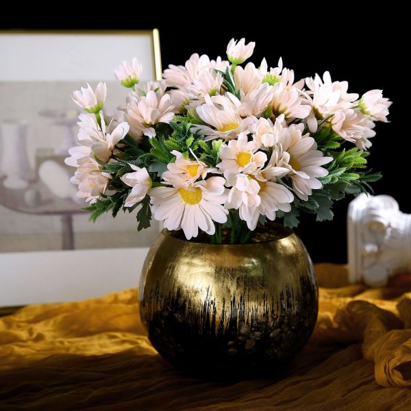 4 Pack | 11" Blush Artificial Daisy Flower Bushes Silk Flower Bouquet - Rose Gold - Image 8