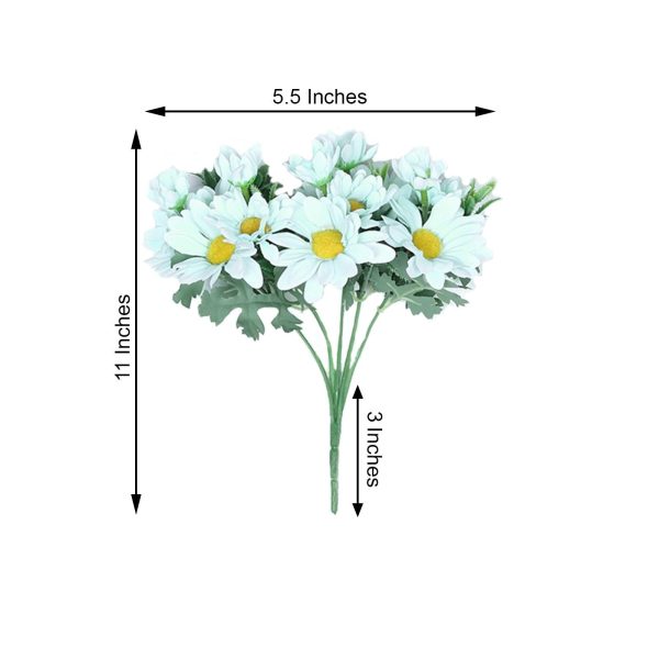 4 Pack | 11" Baby Blue Artificial Daisy Flower Bushes Silk Flowers Bouquet - Image 6