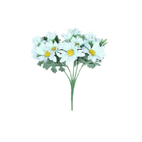 4 Pack | 11" Baby Blue Artificial Daisy Flower Bushes Silk Flowers Bouquet - Image 3