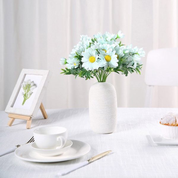 4 Pack | 11" Baby Blue Artificial Daisy Flower Bushes Silk Flowers Bouquet - Image 7