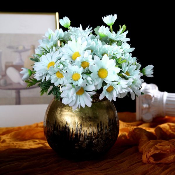 4 Pack | 11" Baby Blue Artificial Daisy Flower Bushes Silk Flowers Bouquet - Image 10