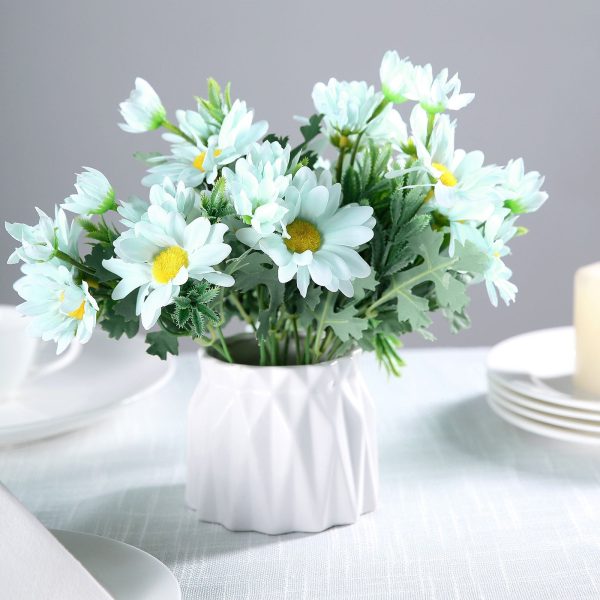 4 Pack | 11" Baby Blue Artificial Daisy Flower Bushes Silk Flowers Bouquet - Image 12