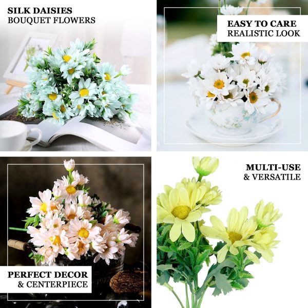 4 Pack | 11" Lavender Artificial Daisy Flower Bushes Silk Flower Bouquet - Image 4