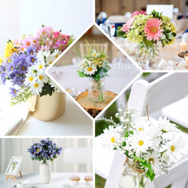4 Pack | 11" Lavender Artificial Daisy Flower Bushes Silk Flower Bouquet - Image 5