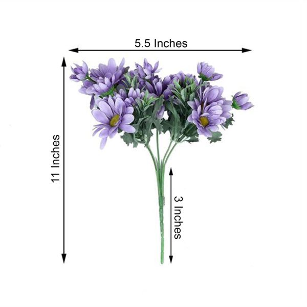 4 Pack | 11" Lavender Artificial Daisy Flower Bushes Silk Flower Bouquet - Image 6