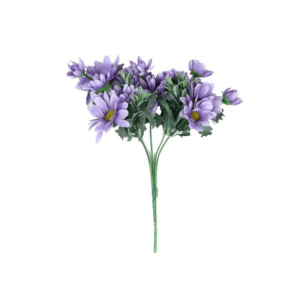 4 Pack | 11" Lavender Artificial Daisy Flower Bushes Silk Flower Bouquet - Image 3
