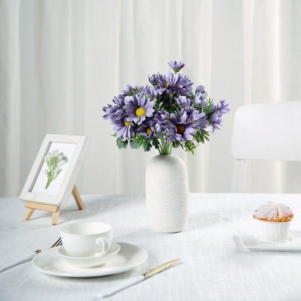 4 Pack | 11" Lavender Artificial Daisy Flower Bushes Silk Flower Bouquet - Image 7