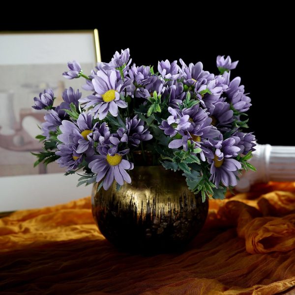 4 Pack | 11" Lavender Artificial Daisy Flower Bushes Silk Flower Bouquet - Image 10