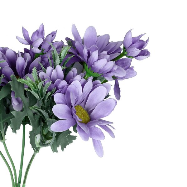 4 Pack | 11" Lavender Artificial Daisy Flower Bushes Silk Flower Bouquet - Image 11