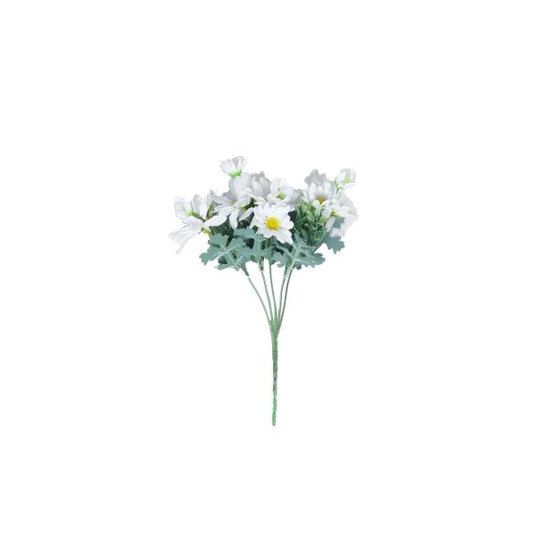 4 Pack | 11" White Artificial Daisy Flower Bushes Silk Flower Bouquet - Image 3