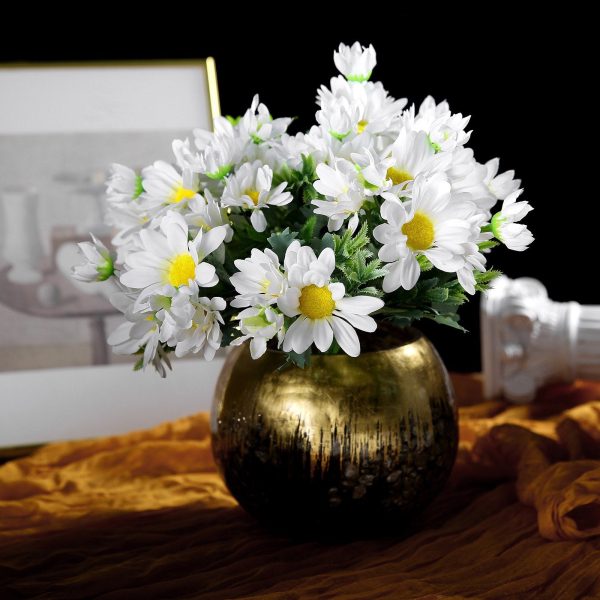 4 Pack | 11" White Artificial Daisy Flower Bushes Silk Flower Bouquet - Image 11