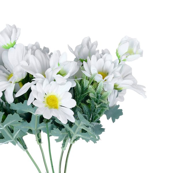 4 Pack | 11" White Artificial Daisy Flower Bushes Silk Flower Bouquet - Image 12