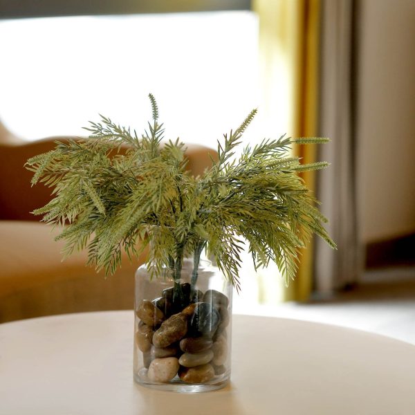 2 Pack | 15" Sagebrush Fern Leaf Stems, Artificial Greenery Decorative Fern Bushes, Faux Plants - Frosted Green - Image 8