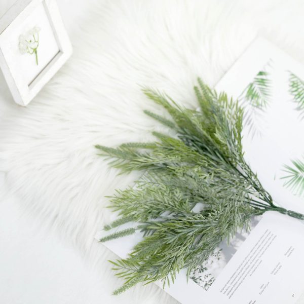 2 Pack | 15" Sagebrush Fern Leaf Stems, Artificial Greenery Decorative Fern Bushes, Faux Plants - Frosted Green - Image 9