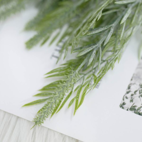 2 Pack | 15" Sagebrush Fern Leaf Stems, Artificial Greenery Decorative Fern Bushes, Faux Plants - Frosted Green - Image 10
