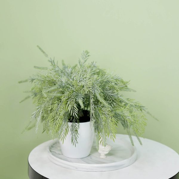 2 Pack | 15" Sagebrush Fern Leaf Stems, Artificial Greenery Decorative Fern Bushes, Faux Plants - Frosted Green - Image 2