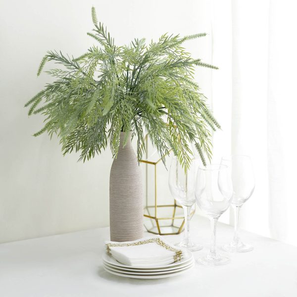 2 Pack | 15" Sagebrush Fern Leaf Stems, Artificial Greenery Decorative Fern Bushes, Faux Plants - Frosted Green - Image 7