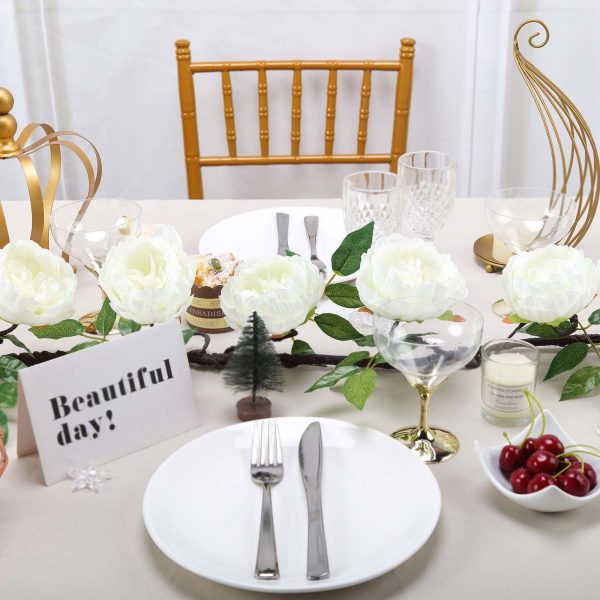 6FT | Cream | 14 Flowers Silk Peony Garland | Bendable Wire Vines | Artificial Flower Garlands - Image 8