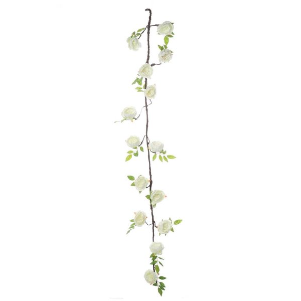 6FT | Cream | 14 Flowers Silk Peony Garland | Bendable Wire Vines | Artificial Flower Garlands - Image 15