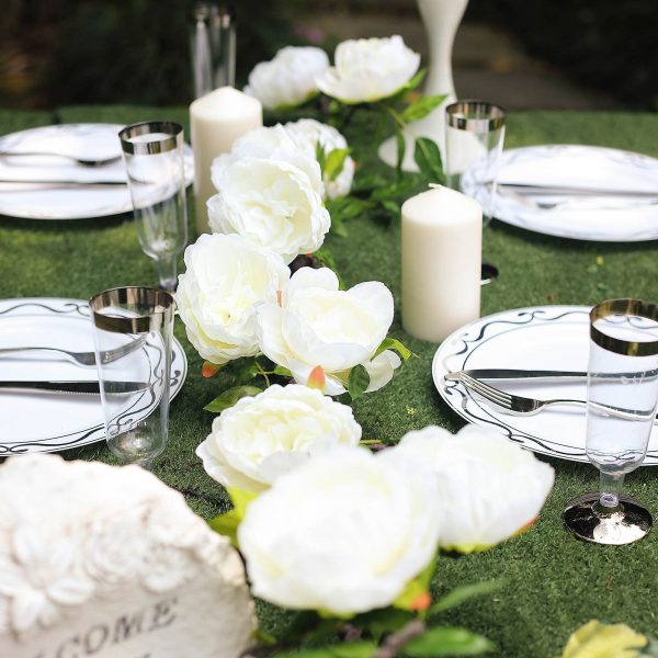 6FT | Cream | 14 Flowers Silk Peony Garland | Bendable Wire Vines | Artificial Flower Garlands - Image 16