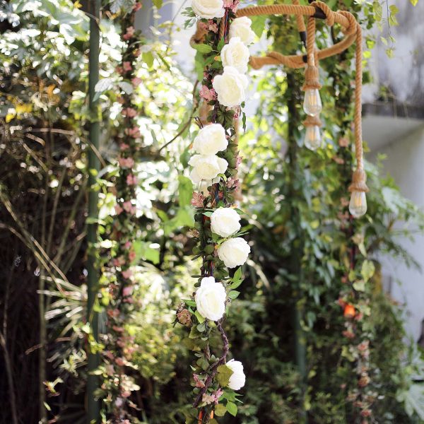 6FT | Cream | 14 Flowers Silk Peony Garland | Bendable Wire Vines | Artificial Flower Garlands - Image 18