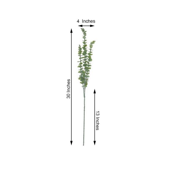 3 Bushes | 30" Artificial Eucalyptus Leaves Spray, Faux Greenery Stems - Frosted Green - Image 6