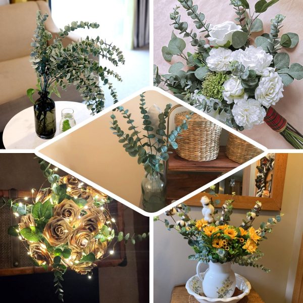 3 Bushes | 30" Artificial Eucalyptus Leaves Spray, Faux Greenery Stems - Frosted Green - Image 5