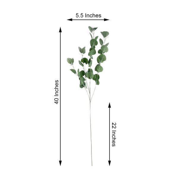 2 Bushes | 40" Green Artificial Eucalyptus Stems, Silver Dollar Eucalyptus Leaves Spray - Image 6