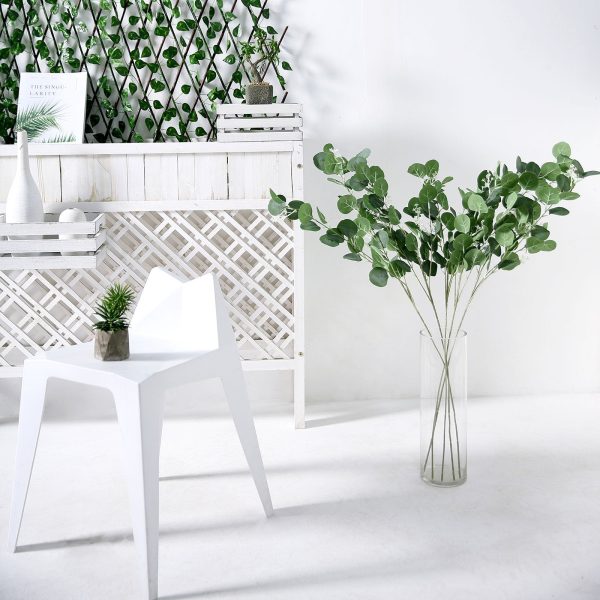 2 Bushes | 40" Green Artificial Eucalyptus Stems, Silver Dollar Eucalyptus Leaves Spray - Image 7