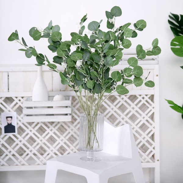 2 Bushes | 40" Green Artificial Eucalyptus Stems, Silver Dollar Eucalyptus Leaves Spray - Image 11