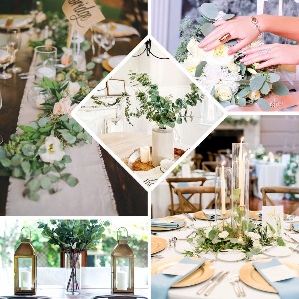 2 Bushes | 40" Green Artificial Eucalyptus Stems, Silver Dollar Eucalyptus Leaves Spray - Image 5