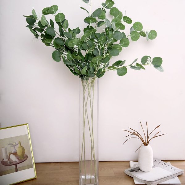 2 Bushes | 40" Green Artificial Eucalyptus Stems, Silver Dollar Eucalyptus Leaves Spray - Image 8