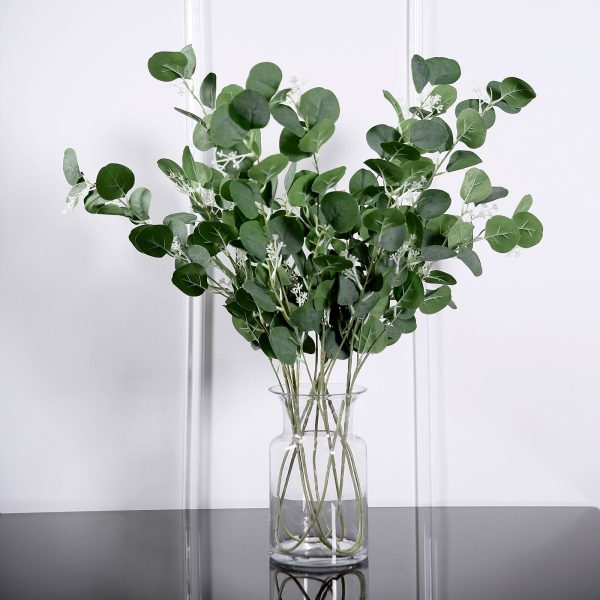 2 Bushes | 40" Green Artificial Eucalyptus Stems, Silver Dollar Eucalyptus Leaves Spray - Image 9
