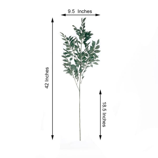 2 Stems | 42" Honey Locust Leaves Spray, Artificial Greenery - Frosted Dark Green - Image 6