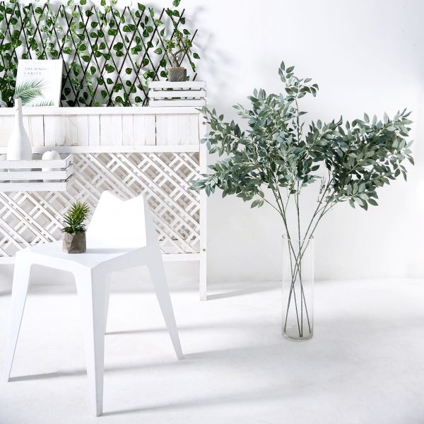 2 Stems | 42" Honey Locust Leaves Spray, Artificial Greenery - Frosted Dark Green - Image 7