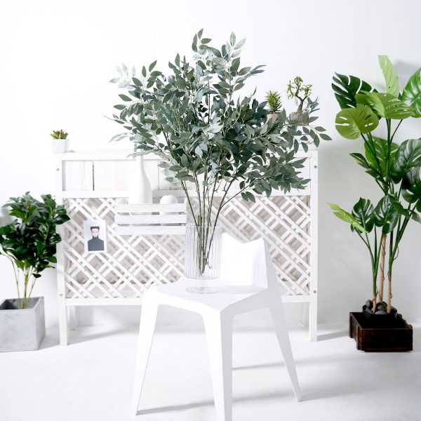 2 Stems | 42" Honey Locust Leaves Spray, Artificial Greenery - Frosted Dark Green - Image 10