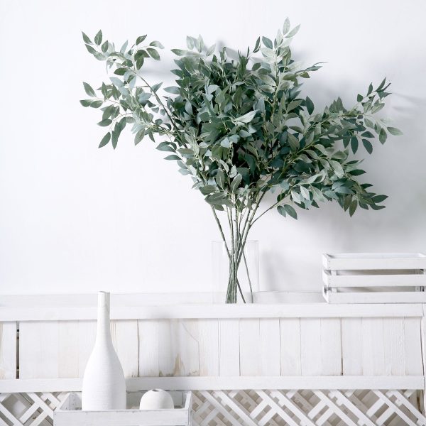 2 Stems | 42" Honey Locust Leaves Spray, Artificial Greenery - Frosted Dark Green - Image 11