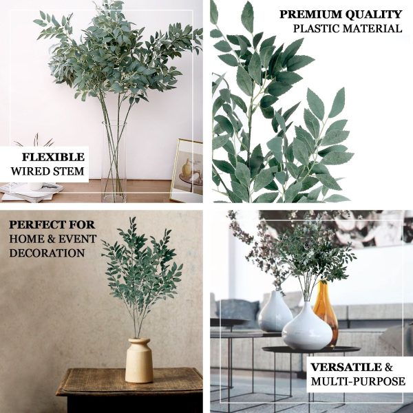 2 Stems | 42" Honey Locust Leaves Spray, Artificial Greenery - Frosted Dark Green - Image 4