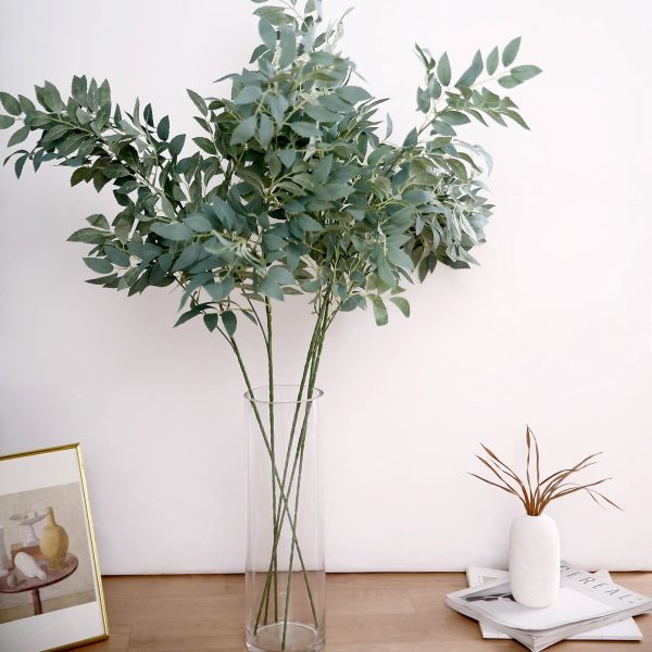 2 Stems | 42" Honey Locust Leaves Spray, Artificial Greenery - Frosted Dark Green - Image 8