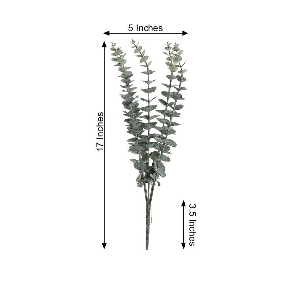 30 Stems | 17" Tall Faux Eucalyptus Bushes Artificial Greenery Spray, Fake Eucalyptus Branches – Frosted Green - Image 6